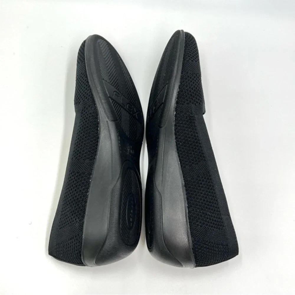 NEW LifeStride Womens‎ Size 6.5 Immy Black Knit Slip On Low Wedges Loafers Shoes
